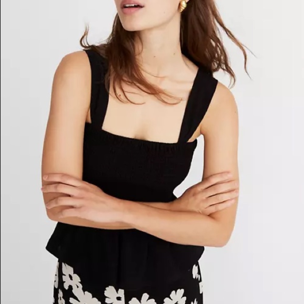 Madewell Texture & Thread Smocked Peplum Tank